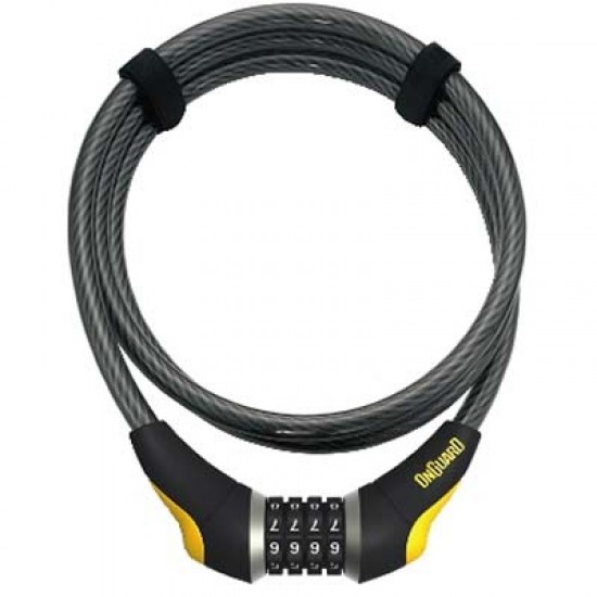 Kabelslot OnGuard Akita - Code 185cm x 12mm Grijs 