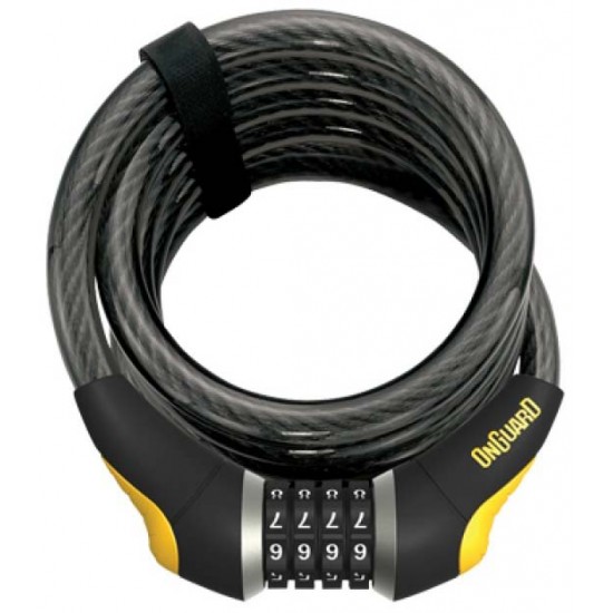 Kabelslot OnGuard Terrier - Combo GLO Code 180cm x 10mm Grijs 