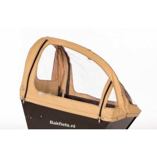Bakfiets.nl waterdichte regentent  CargoBike Long 90% open hoog+rits lang zwart