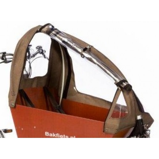 Bakfiets.nl waterdichte regentent  CargoBike Long 90% open hoog+rits lang zwart