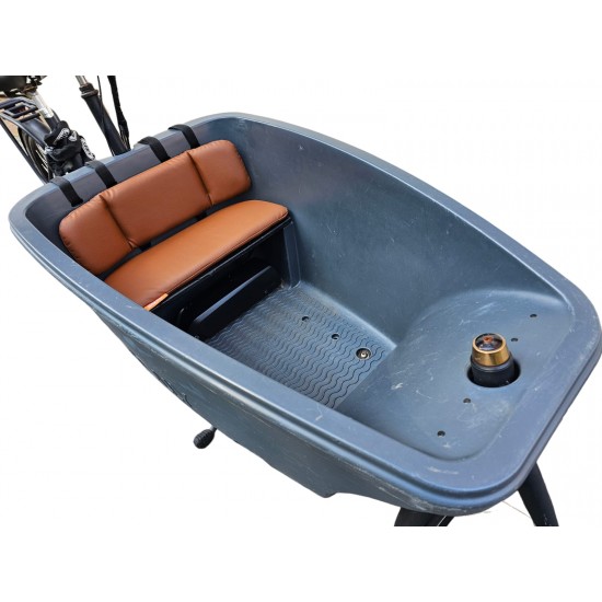 Dolly Bakfiets kussenset, model Evi, kleur cognac, 3 cm dikke skyleer bakfiets kussens