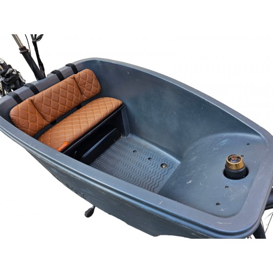 Dolly Bakfiets kussenset, model Capi, kleur cognac, 3 cm dikke skyleer bakfiets kussens