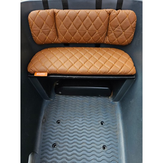 Dolly Bakfiets kussenset, model Capi, kleur cognac, 3 cm dikke skyleer bakfiets kussens