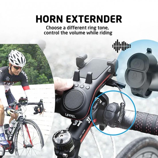Oplaadbare Fiets Telefoonhouder Met Bluetooth Speaker Fietsbel Fiets Licht 5000Mah Voorlamp Fiets Accessoires