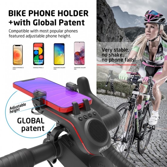 Oplaadbare Fiets Telefoonhouder Met Bluetooth Speaker Fietsbel Fiets Licht 5000Mah Voorlamp Fiets Accessoires